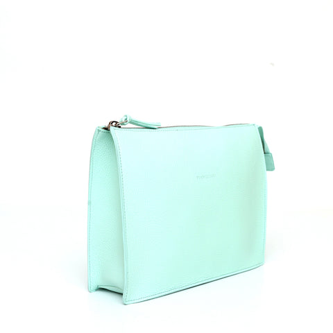 Large pocket in aquamarine leather