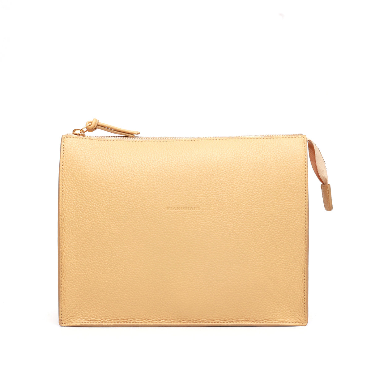 Pocket grande in pelle martellata burro, pochette da viaggio e per uso quotidiano, realizzata da Pianigiani Bags.