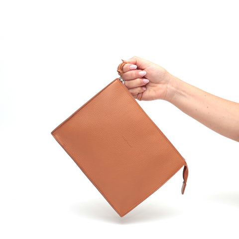 Pocket grande in pelle caramello