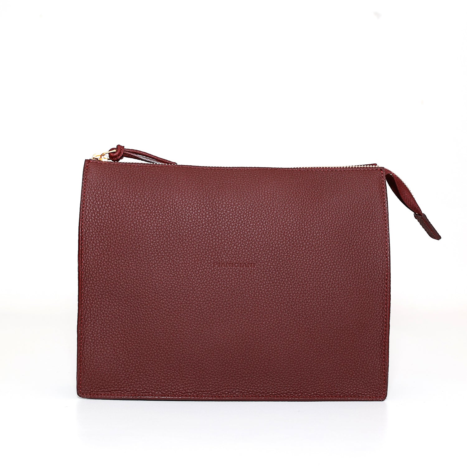 Pocket grande in pelle martellata mosto pochette da viaggio e per uso quotidiano, realizzata da Pianigiani Bags.