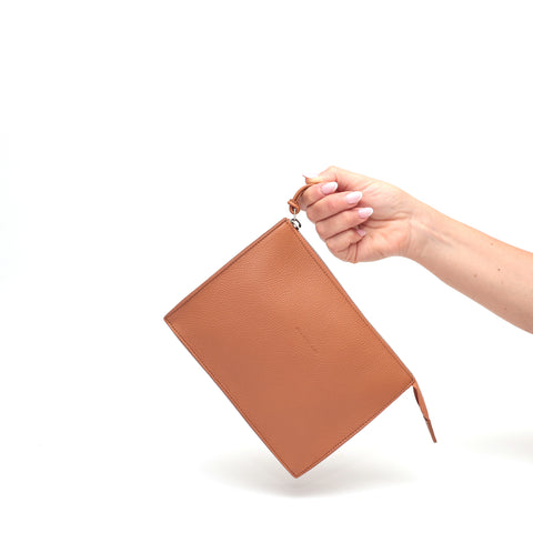 Pocket media in pelle caramello
