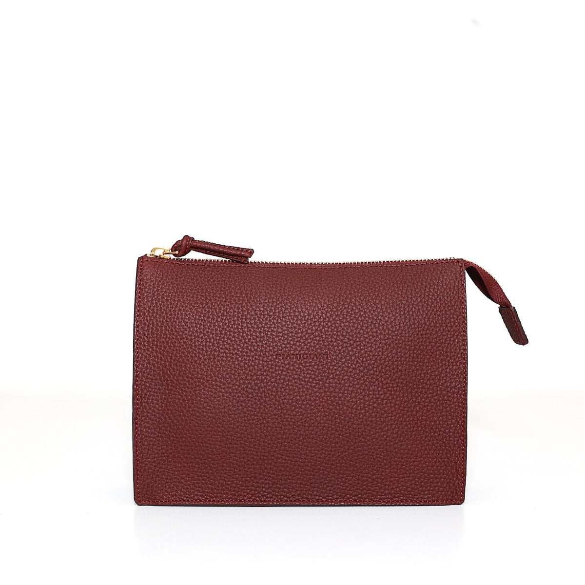 Pocket media in pelle martellata mosto pochette da viaggio e per uso quotidiano, realizzata da Pianigiani Bags.