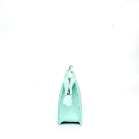 Small pocket in aquamarine leather