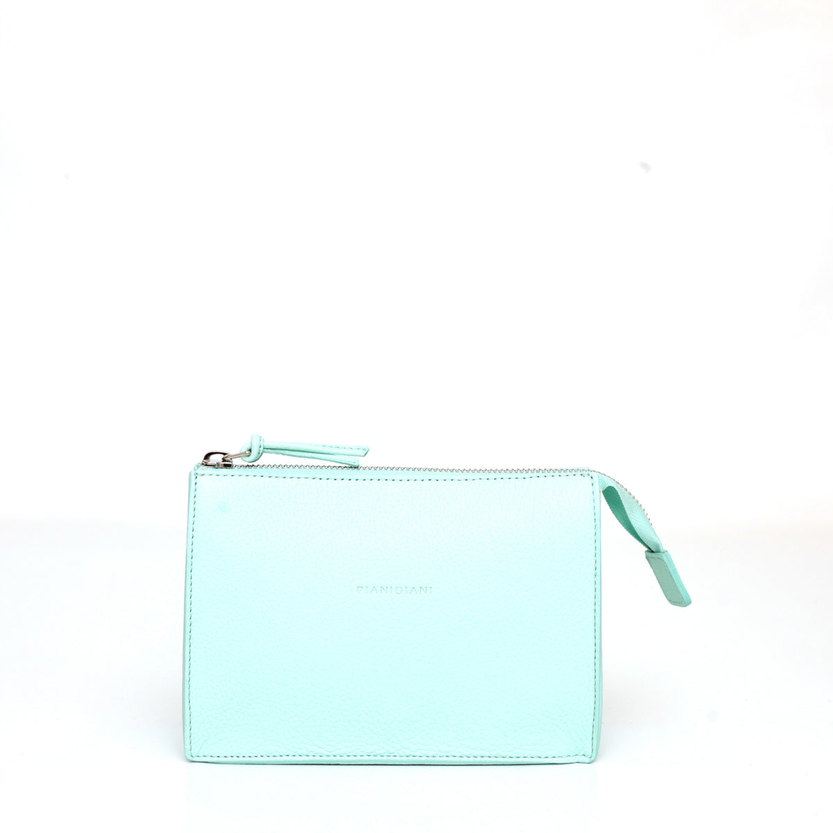 Small pocket in aquamarine leather