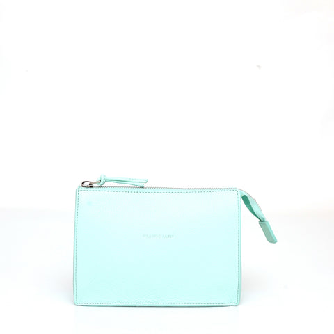 Small pocket in aquamarine leather