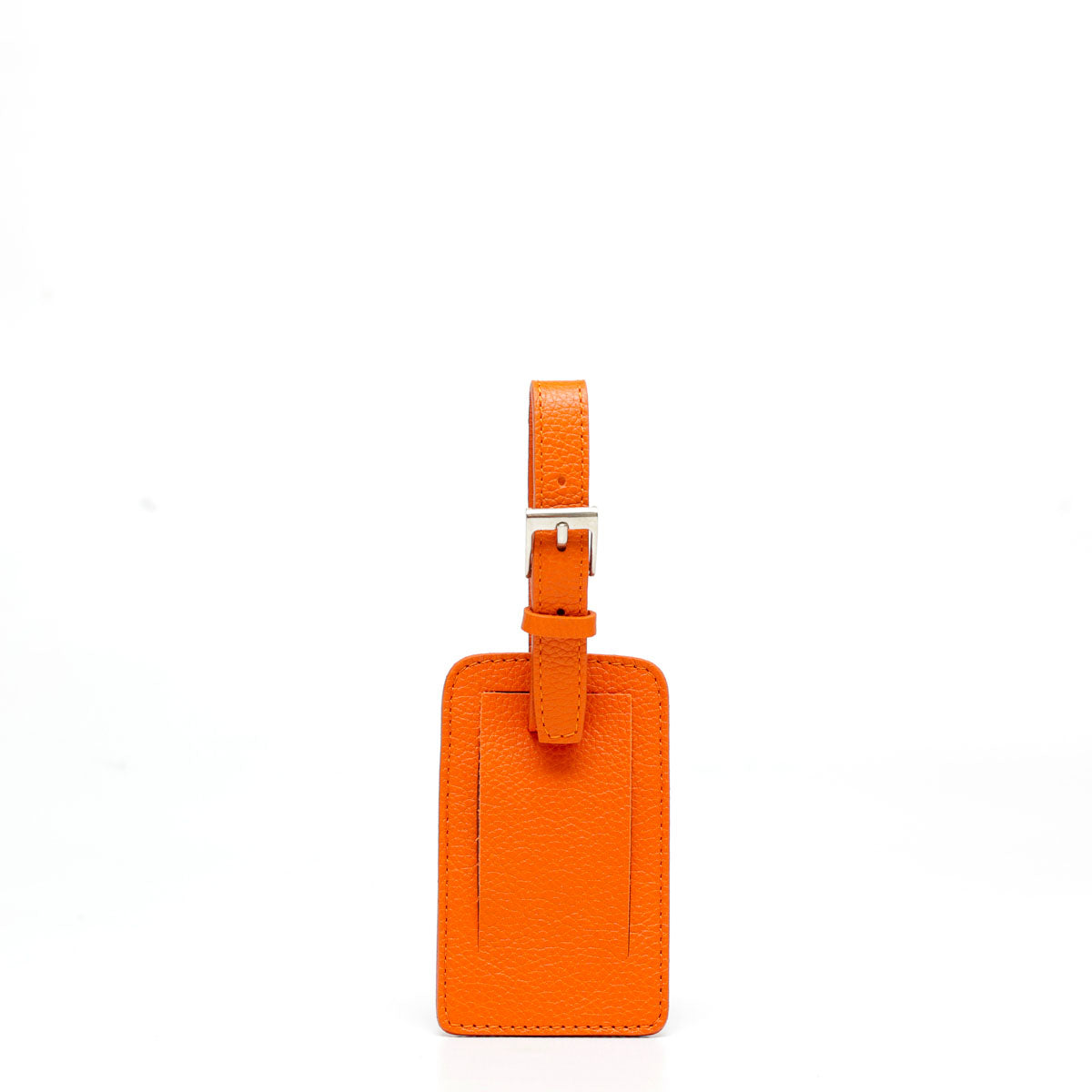 Porta indirizzo per bagagli,in pelle martellata  arancione. Prodotto da Pianigiani bags