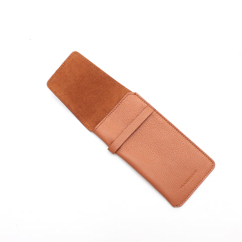 Custodia per occhiali in pelle caramello