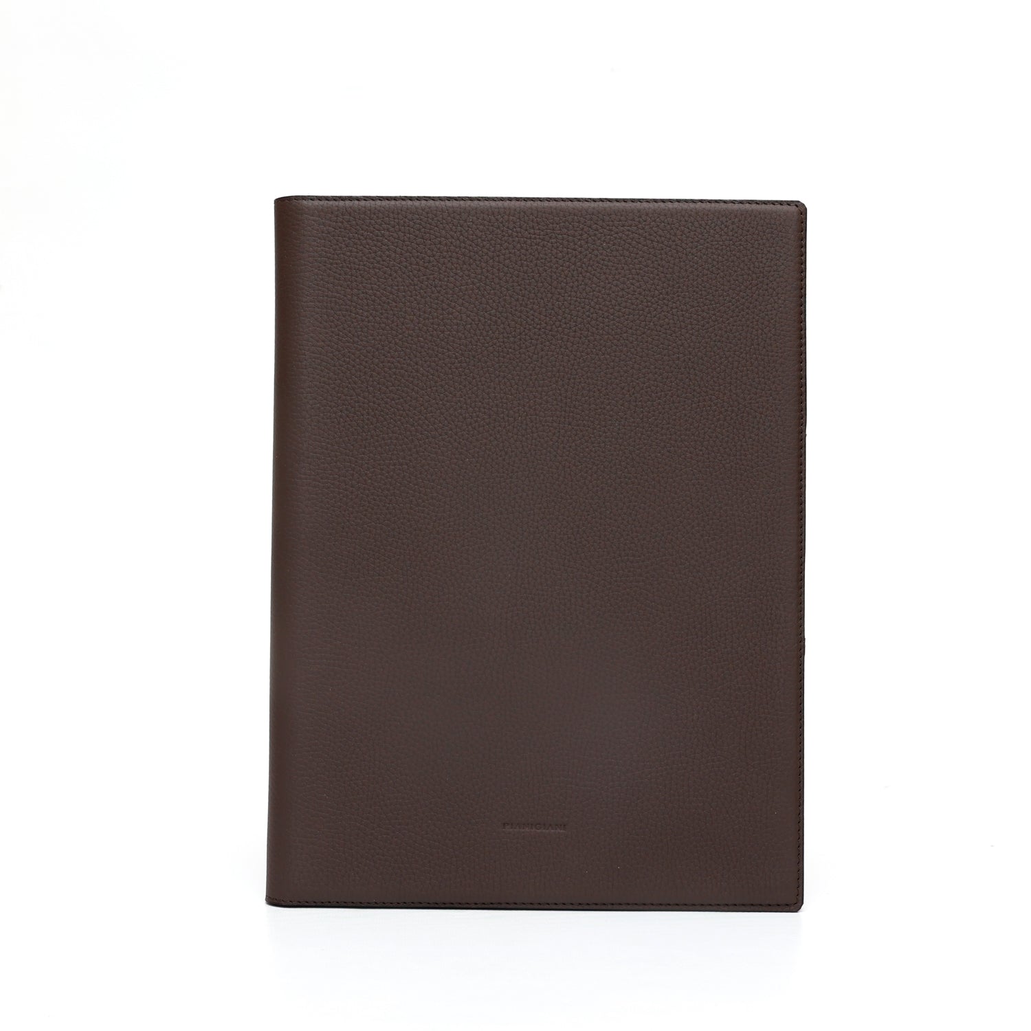 Portablocco formato A4 in pelle martellata marrone. Prodotto a mano da Pianigiani bags