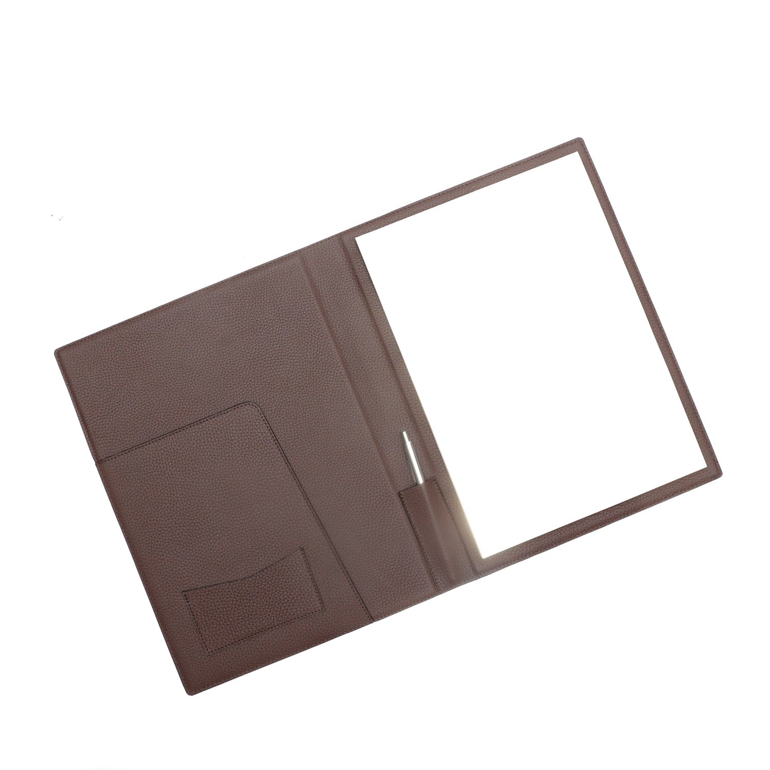 Portablocco formato A4 in pelle martellata marrone. Prodotto a mano da Pianigiani bags