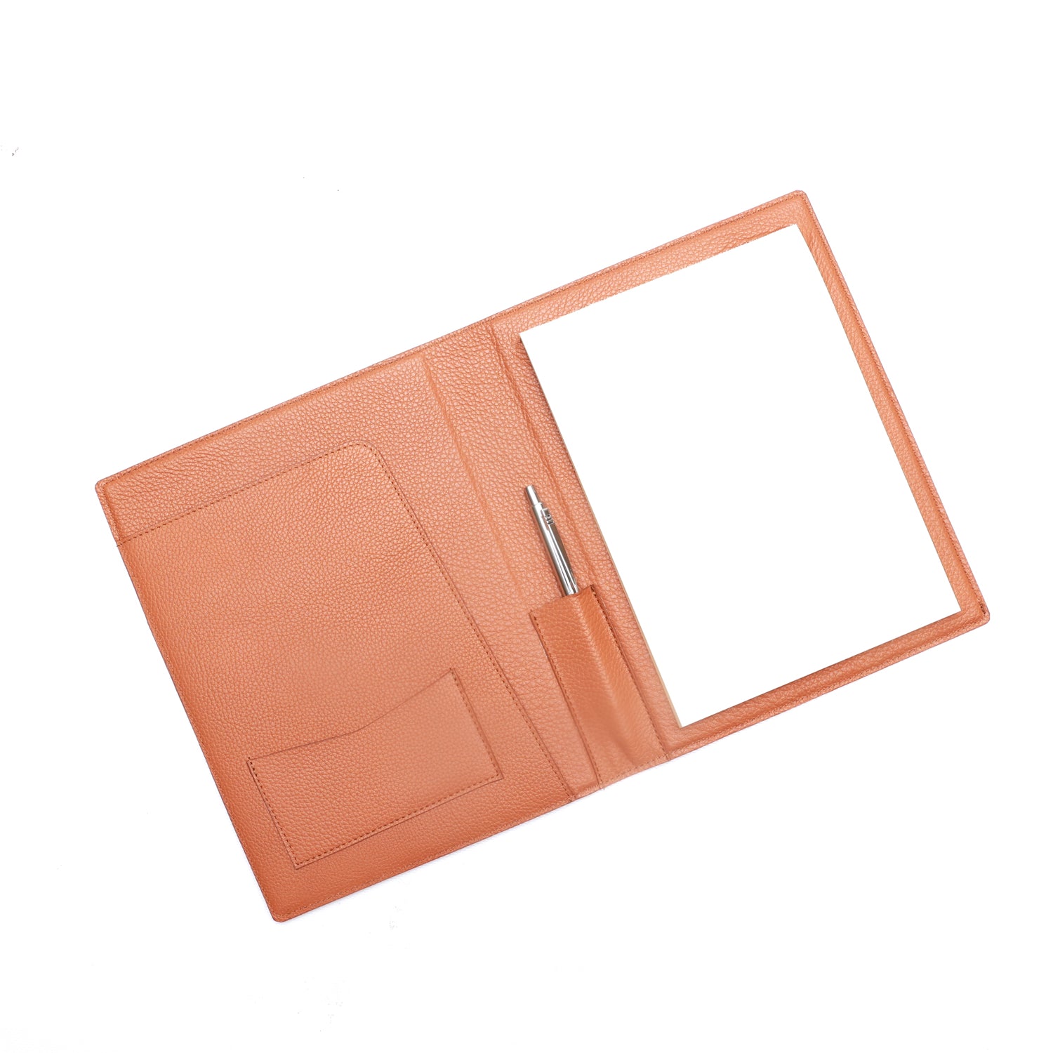 Portablocco formato A5 in pelle martellata caramello. Prodotto a mano da Pianigiani bags