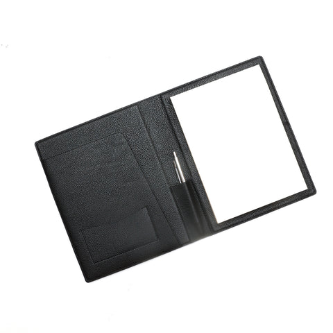 Portablocco formato A5 in pelle martellata nero. Prodotto a mano da Pianigiani bags