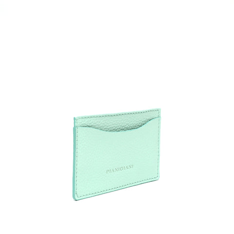 Portacarte in pelle martellata acquamarina,con 2 tasche prodotto da Pianigiani bags