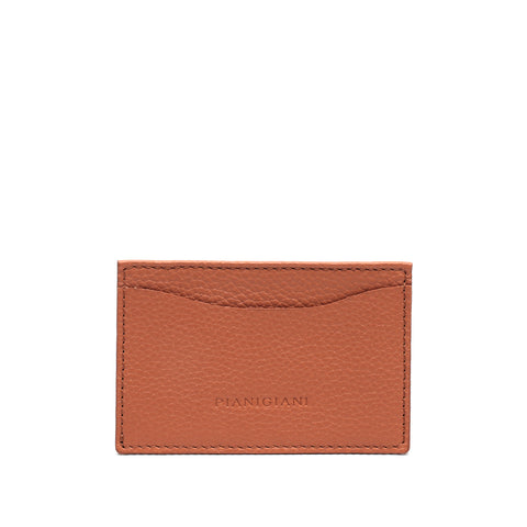 Portacarte in pelle martellata caramello,con 2 tasche prodotto da Pianigiani bags