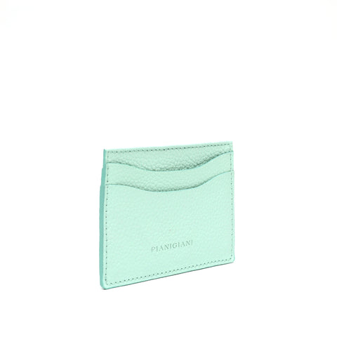 Portacarte in pelle martellata acquamarina,con 4 tasche prodotto da Pianigiani bags