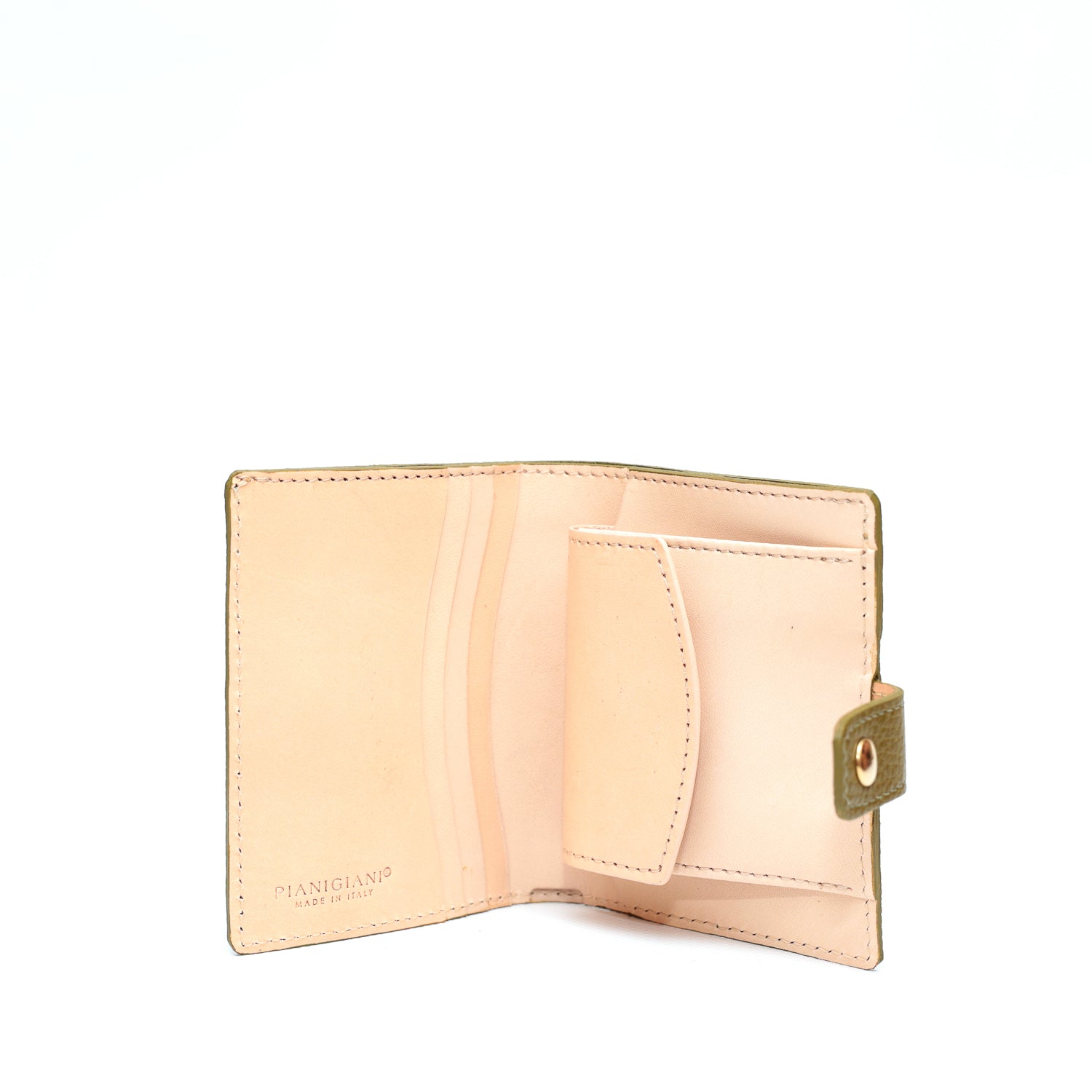 Portafoglio Cara in pelle martellata verde oliva prodotto da Pianigiani bags