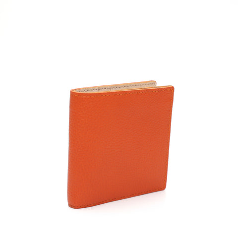 Portafoglio da uomo in pelle martellata arancio  con spazio per banconote, 6 carte di credito, documenti , prodotto da Pianigiani Bags.