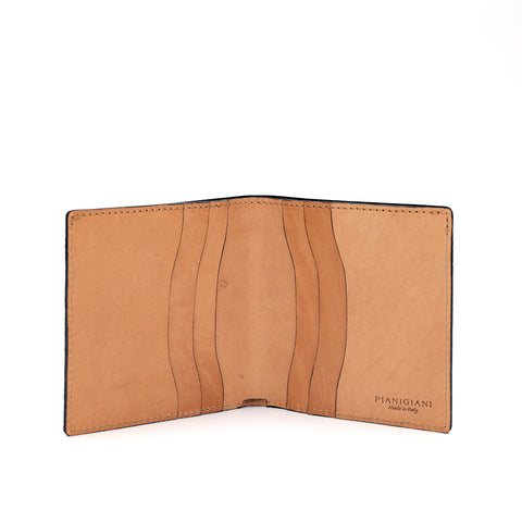 Portafoglio da uomo in pelle martellata nera con spazio per banconote, 6 carte di credito, documenti , prodotto da Pianigiani Bags.