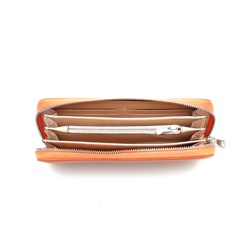 Portafoglio Zip in Pelle Arancio