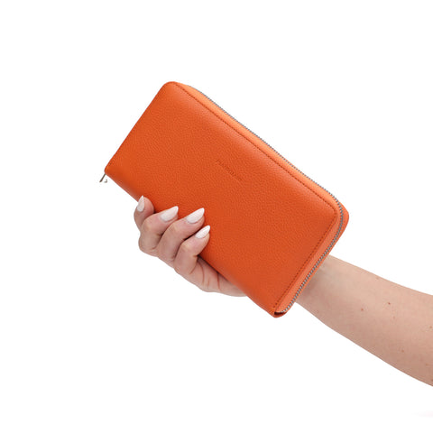 Portafoglio Zip in Pelle Arancio