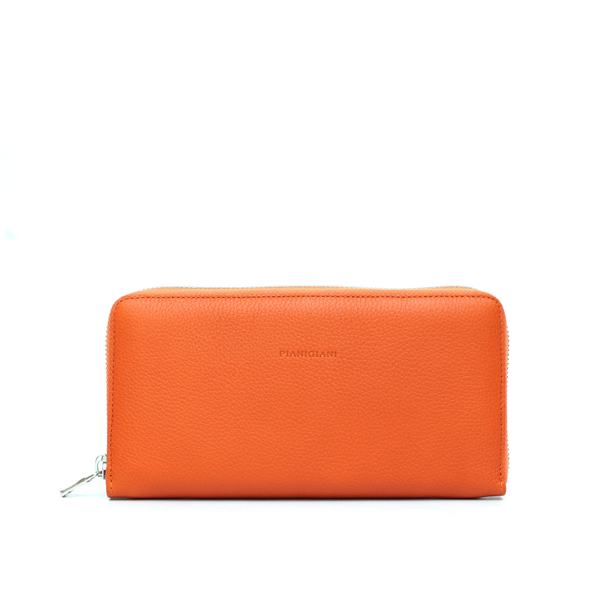 Portafoglio Zip in Pelle Arancio
