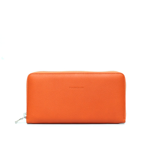 Portafoglio Zip in Pelle Arancio