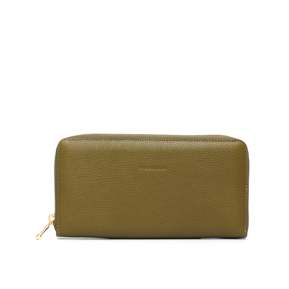 Portafoglio Zip in Pelle verde oliva