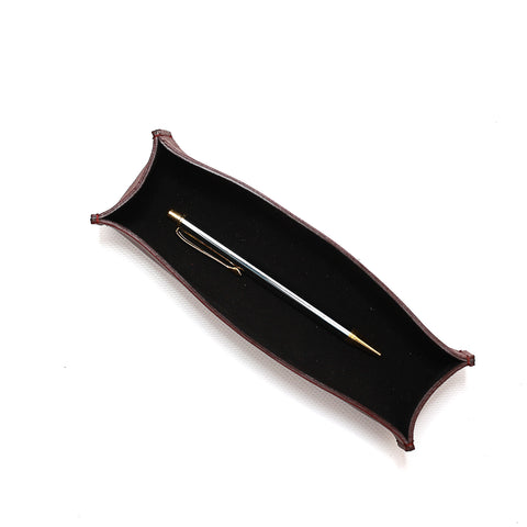 Portapenne da scrivania, in pelle bordeaux, fatto a mano da Pianigiani bags