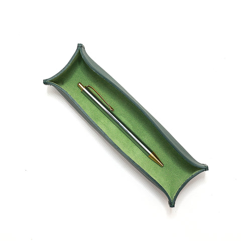 Portapenne da scrivania in pelle verde