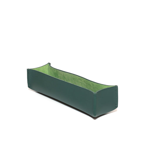 Portapenne da scrivania in pelle verde