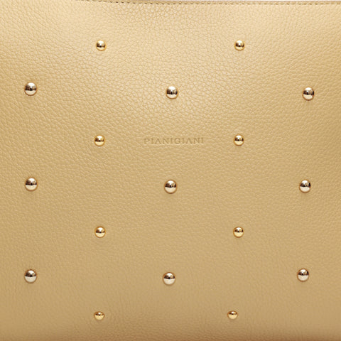 Rose in butter leather with Gold studs