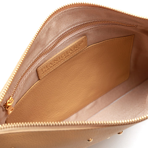 Rose in butter leather with Gold studs