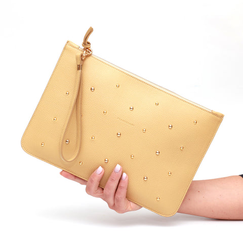 Rose in butter leather with Gold studs