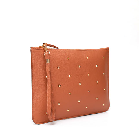 Rose in caramel leather with gold studs