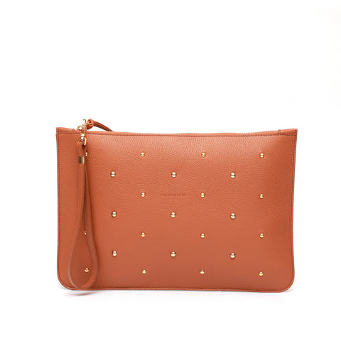 Rose in caramel leather with gold studs