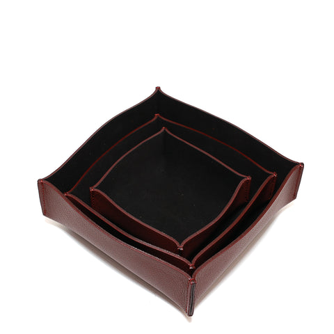 Set di tre svuotatasche in pelle bordeaux fatto a mano da Pianigiani