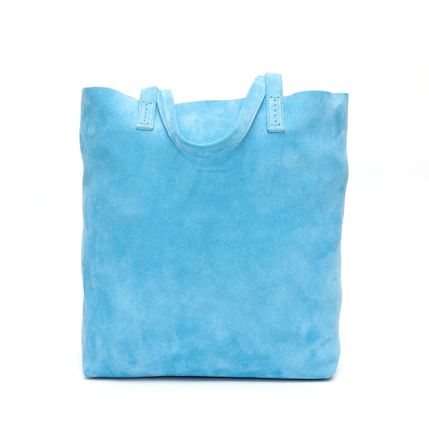 Borsa Soft bag 2.4 in pelle scamosciata denim, si indossa a mano ed ha una tasca interna con zip. Prodotta in Italia da Pianigiani.