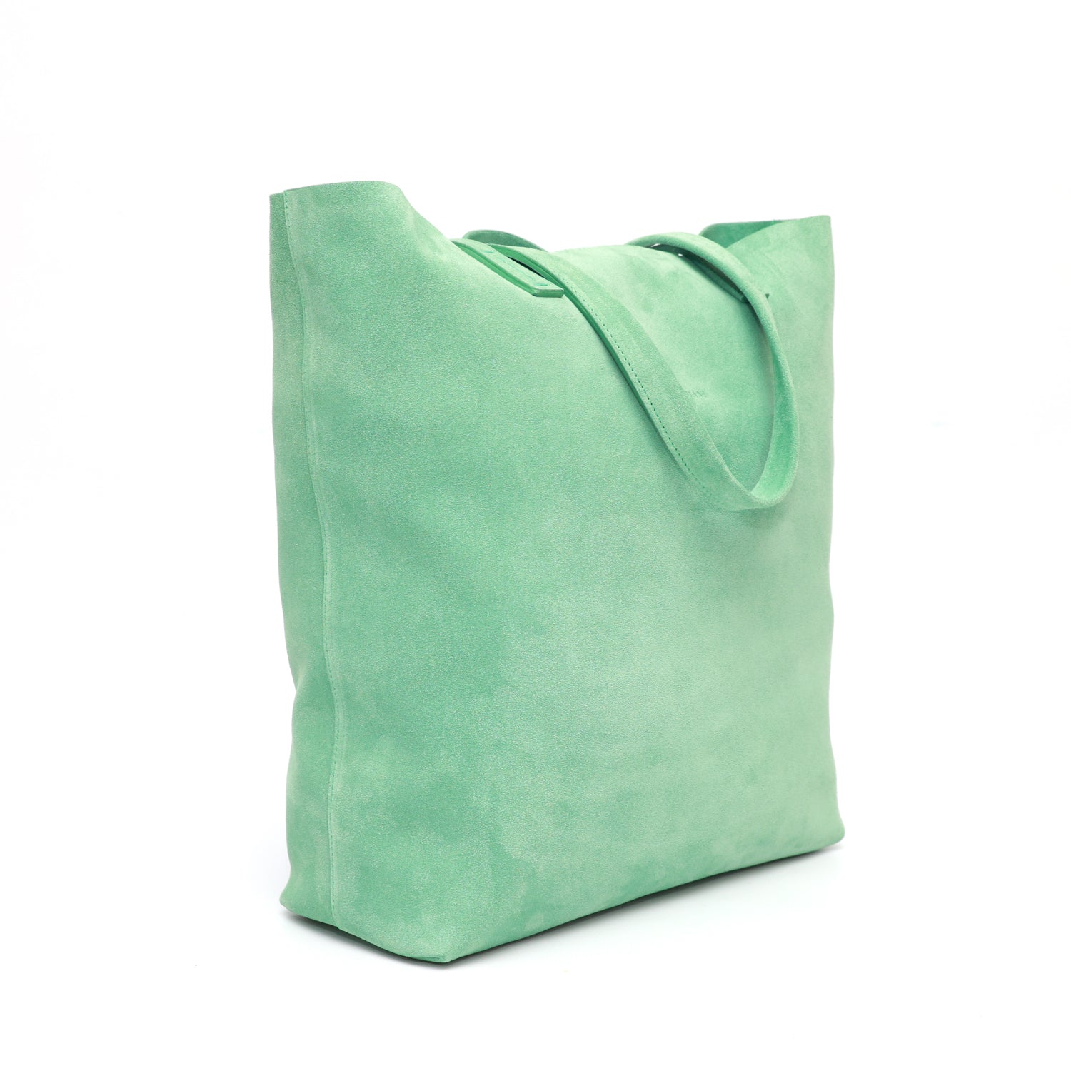 Borsa Soft bag 2.4 in pelle scamosciata verde, si indossa a mano ed ha una tasca interna con zip. Prodotta in Italia da Pianigiani.