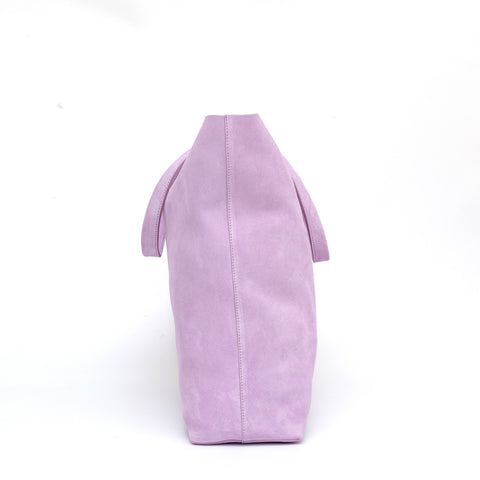 Borsa a spalla da donna  in pelle scamosciata lilla,fatta a mano presso Pianigiani bags