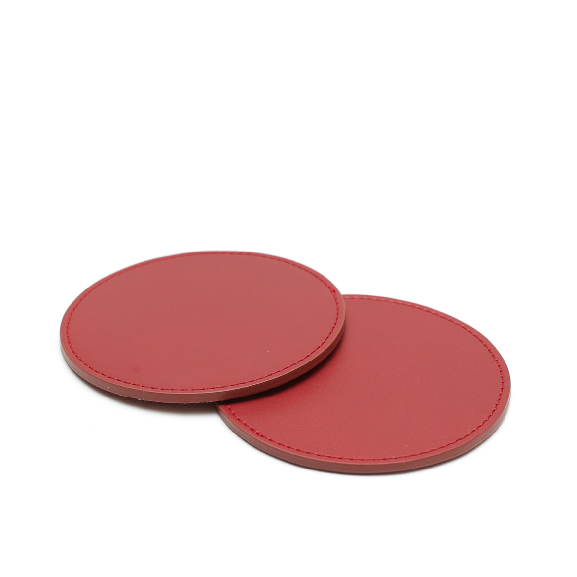Nikalaz Set Di 4 Sottobicchieri In Vera Pelle Rigenerata Quadrati 10x10 Cm - Eleganza Rossa Per La Tua Tavola!